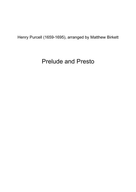 Free Sheet Music Prelude And Presto