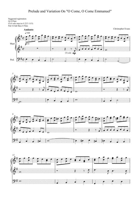 Prelude And Variation On O Come O Come Emmanuel For Organ Sheet Music