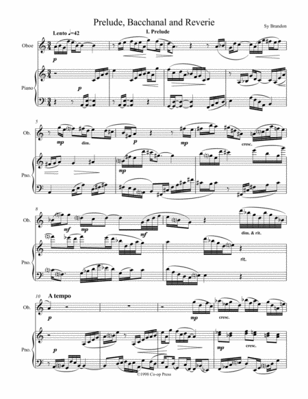 Prelude Bacchanal And Reverie For Oboe And Piano Sheet Music