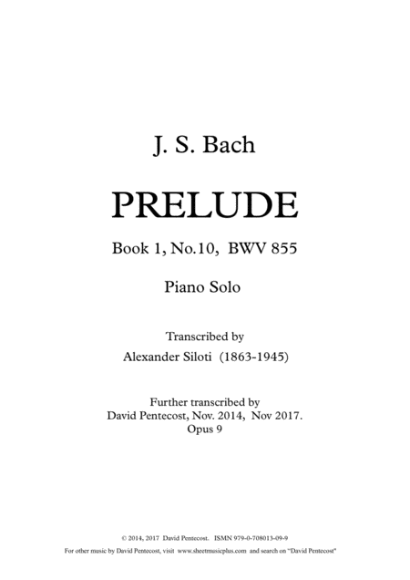 Free Sheet Music Prelude Bwv 855 Arr Opus 9