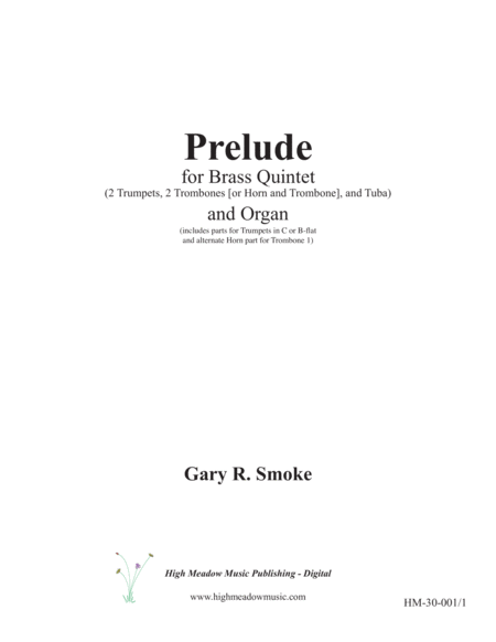 Free Sheet Music Prelude For Brass Quintet And Organ