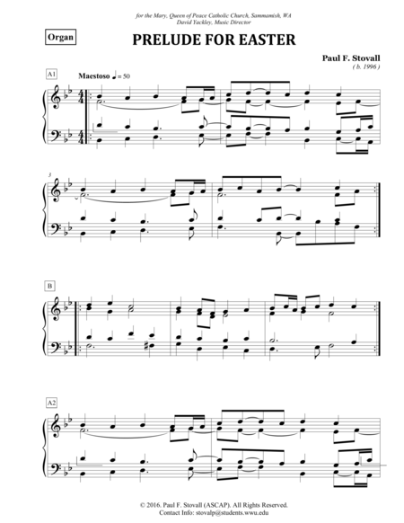 Free Sheet Music Prelude For Easter