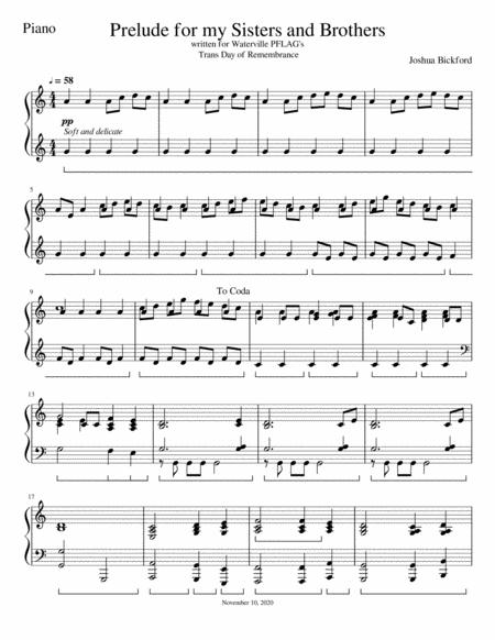 Prelude For My Sisters And My Brothers Sheet Music