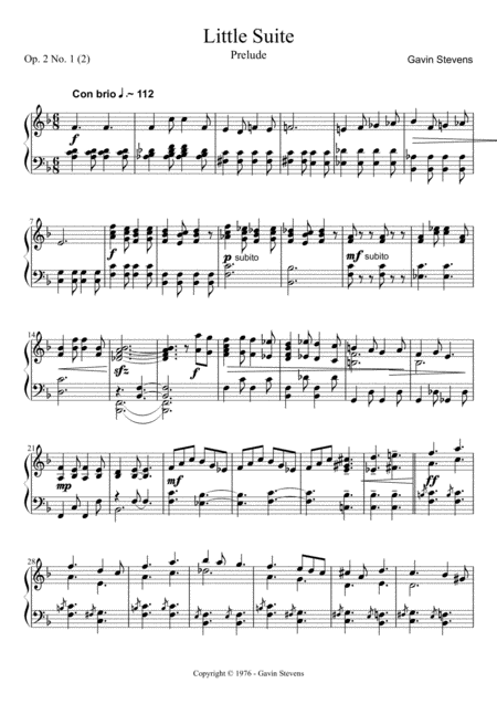 Free Sheet Music Prelude For Piano 1976