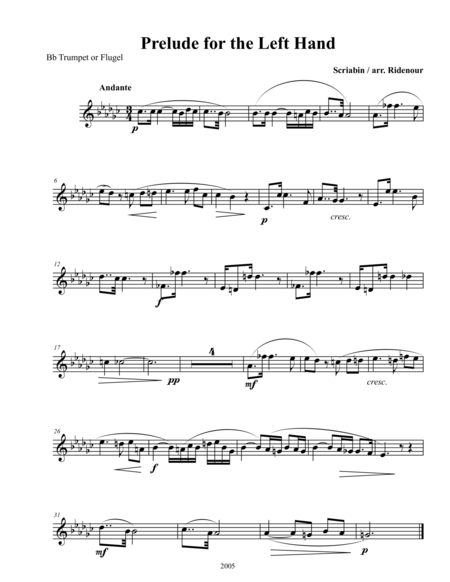 Free Sheet Music Prelude For The Left Hand