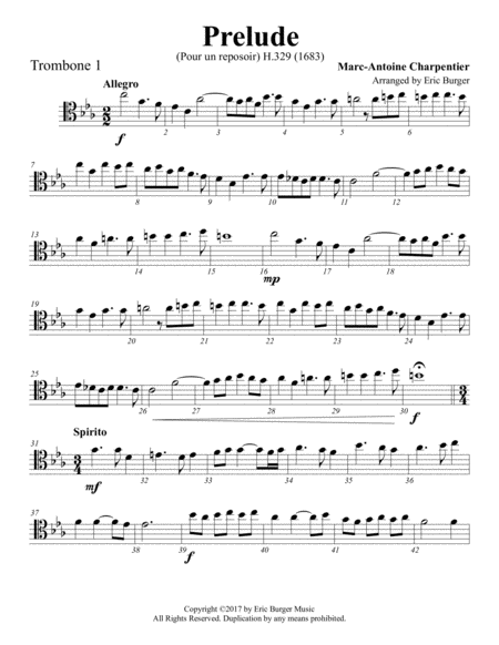 Prelude For Trombone Or Low Brass Quartet Sheet Music