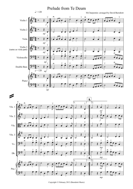 Prelude From Te Deum For String Orchestra Sheet Music