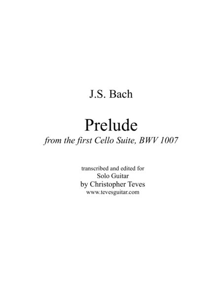 Free Sheet Music Prelude From The First Cello Suite Bwv 1007 Solo Guitar