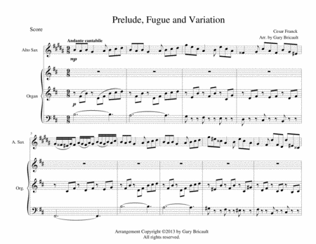 Prelude Fugue And Variation Sheet Music