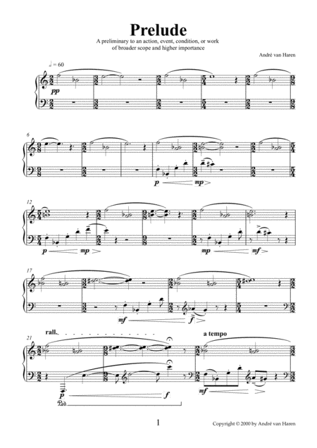 Prelude Fugue For Piano Sheet Music