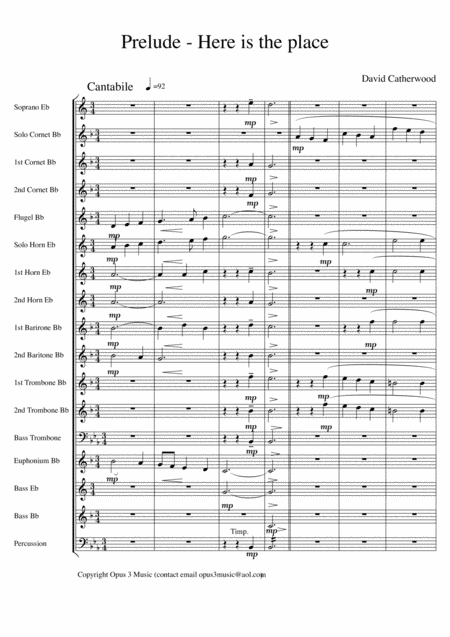 Prelude Here Is The Place For Brass Band By David Catherwood Sheet Music