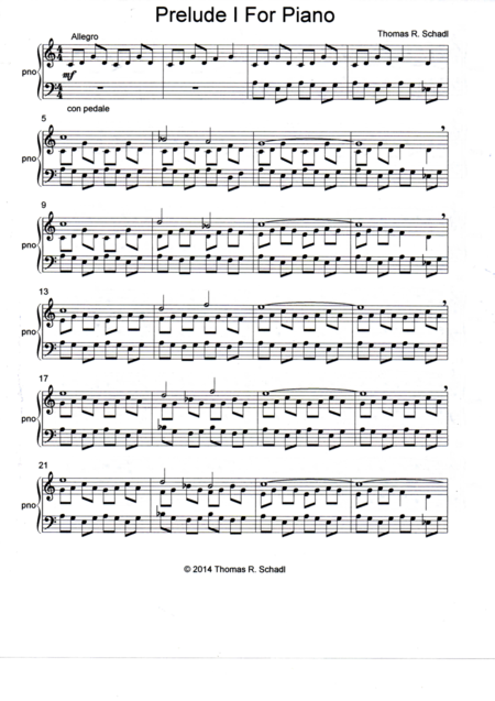 Prelude I For Piano Sheet Music