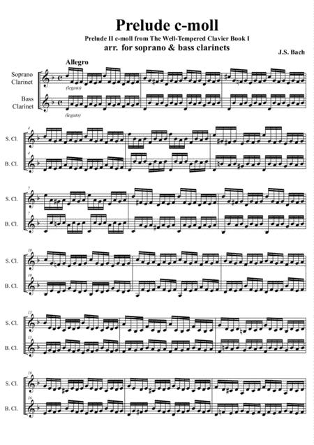 Free Sheet Music Prelude Ii C Moll From The Well Tempered Clavier Book I For Soprano Bass Clarinets