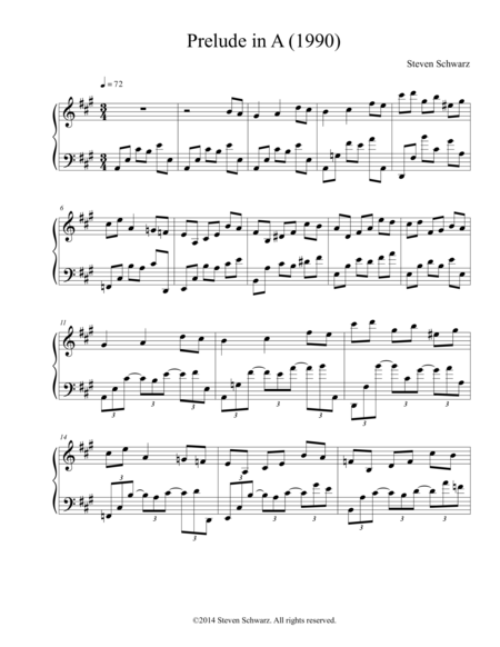 Prelude In A 1990 Sheet Music