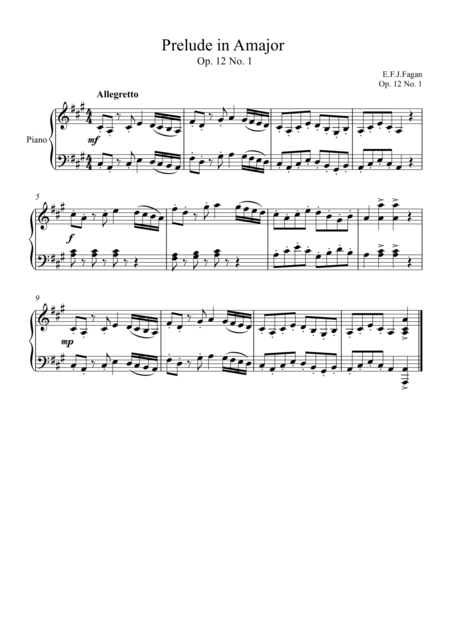 Prelude In A Major Op 12 No 1 Sheet Music