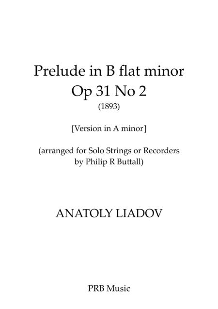 Prelude In A Minor Lyadov Piano Solo Instrument Score Sheet Music