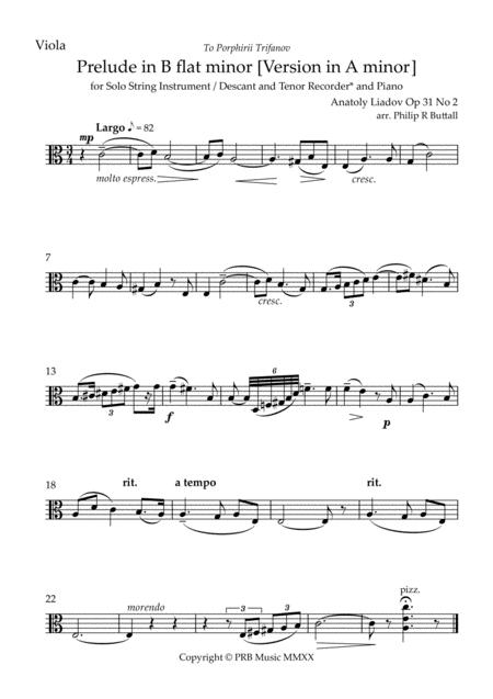 Free Sheet Music Prelude In A Minor Lyadov Viola
