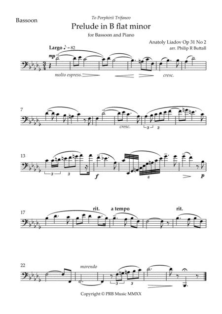 Prelude In B Flat Minor Lyadov Bassoon Sheet Music