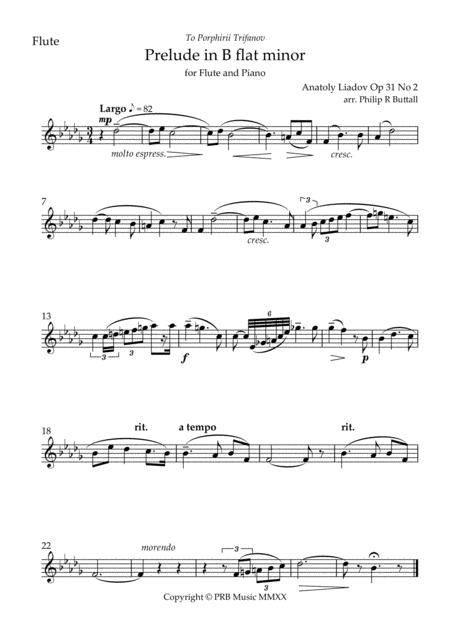 Prelude In B Flat Minor Lyadov Flute Sheet Music