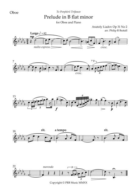 Prelude In B Flat Minor Lyadov Oboe Sheet Music