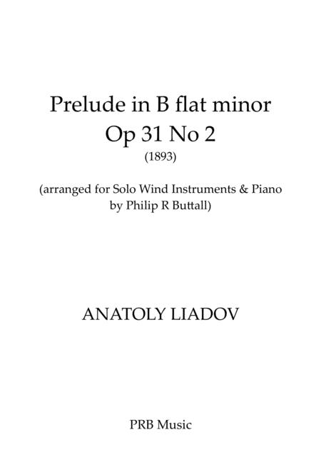 Prelude In B Flat Minor Lyadov Piano Solo Instrument Score Sheet Music