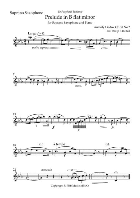 Prelude In B Flat Minor Lyadov Soprano Saxophone Sheet Music