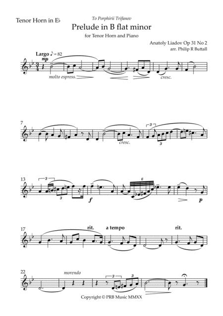 Prelude In B Flat Minor Lyadov Tenor Horn In Eb Sheet Music