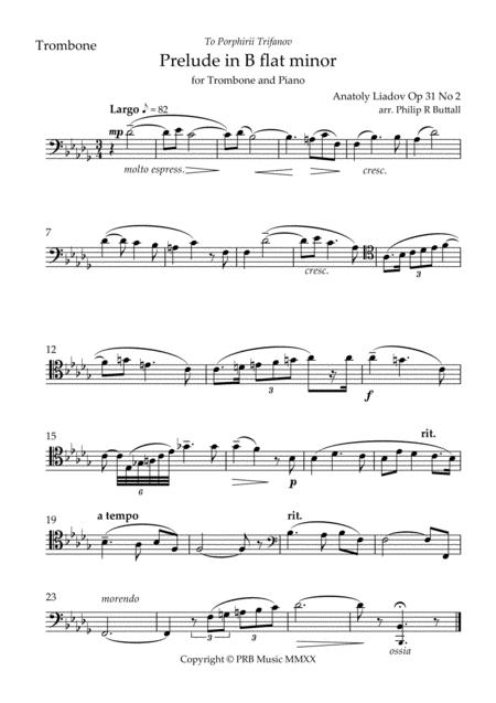 Prelude In B Flat Minor Lyadov Trombone Sheet Music