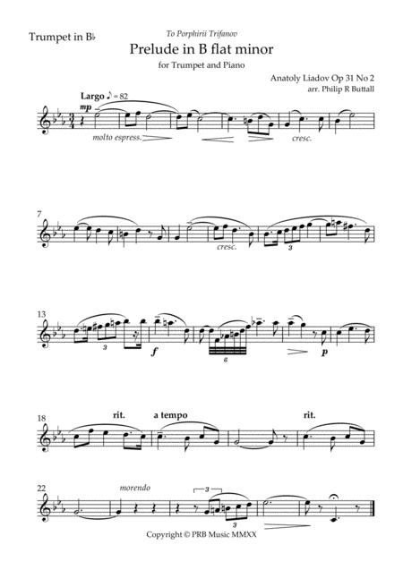 Prelude In B Flat Minor Lyadov Trumpet In Bb Sheet Music