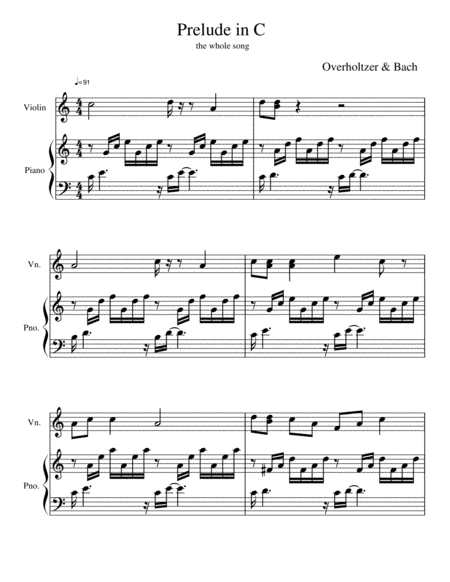 Prelude In C By Bach Remix Sheet Music