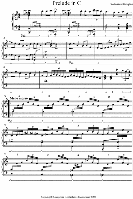 Prelude In C Major By Kostantinos Matzafleris Sheet Music