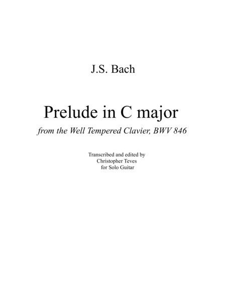 Free Sheet Music Prelude In C Major From The Well Tempered Clavier For Solo Guitar