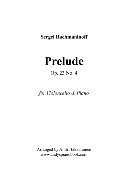 Prelude In D Op 23 No 4 Cello Piano Sheet Music