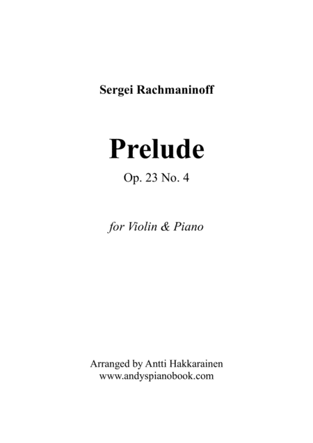 Prelude In D Op 23 No 4 Violin Piano Sheet Music