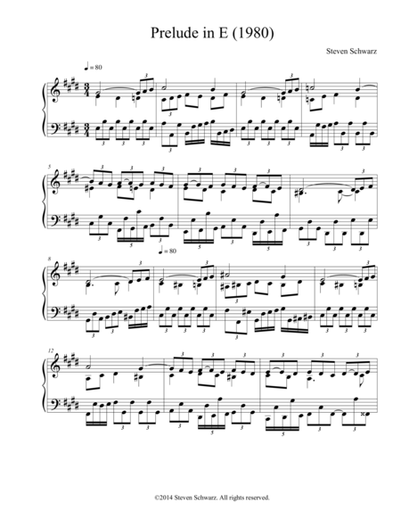 Prelude In E 1980 Sheet Music