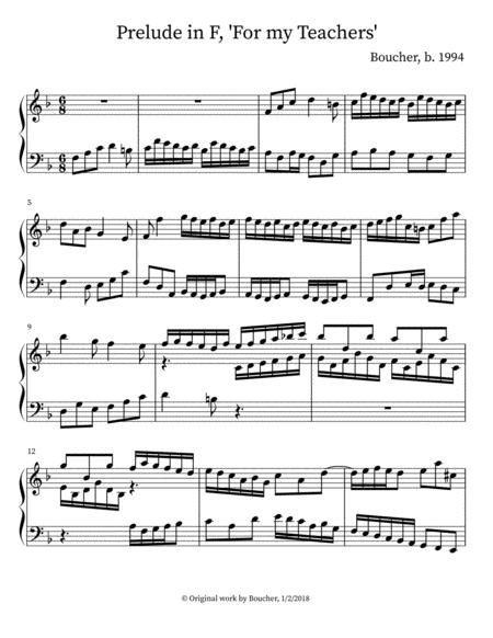 Prelude In F Major For My Teachers Sheet Music