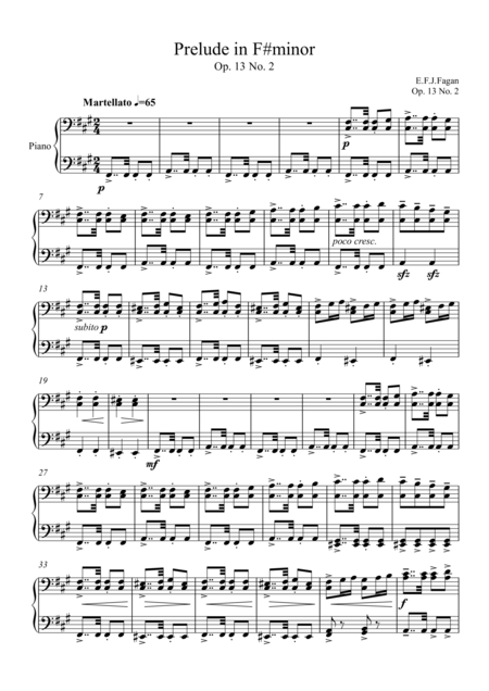 Free Sheet Music Prelude In F Minor Op 13 No 2