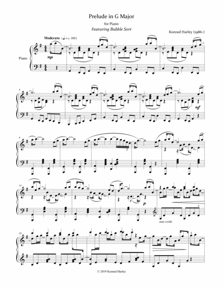 Prelude In G Major Bubble Sort Sheet Music