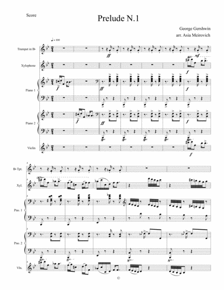 Prelude N 1 By Gershwin Sheet Music
