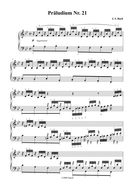 Prelude No 21 In B Flat Major Sheet Music