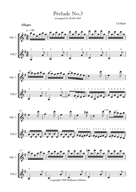 Prelude No 3 From The Well Tempered Clavier Sheet Music