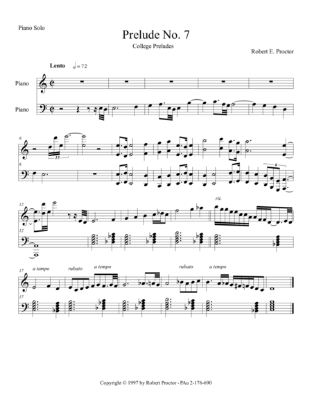 Prelude No 7 For Piano Sheet Music