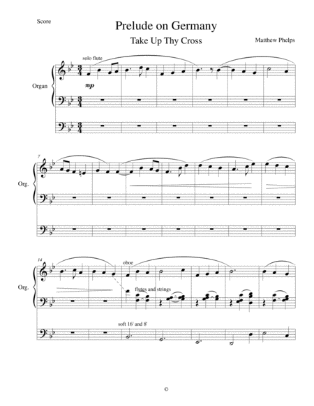 Prelude On Germany Take Up Thy Cross Sheet Music