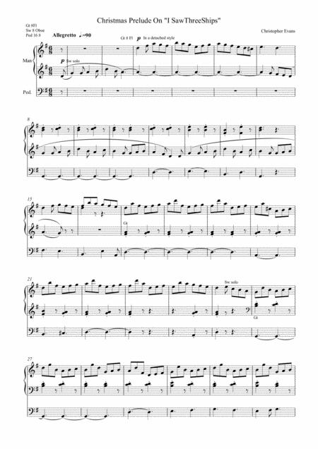 Free Sheet Music Prelude On I Saw Three Ships For Organ