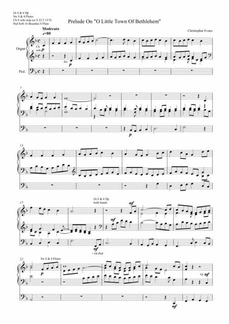 Prelude On O Little Town Of Bethlehem For Organ Sheet Music