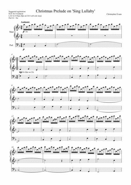 Prelude On Sing Lullaby For Organ Sheet Music