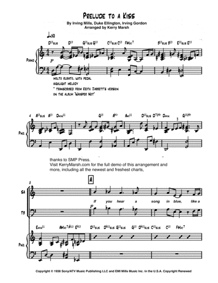 Free Sheet Music Prelude To A Kiss Mixed