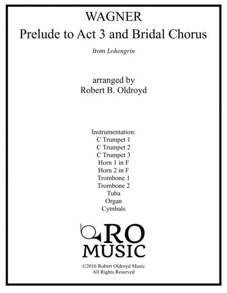 Free Sheet Music Prelude To Act 3 And Bridal Chorus For Brass Octet