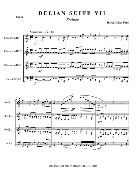 Prelude To The Delian Suite No 7 Robin Hood His Merry Men For Clarinet Quartet Sheet Music