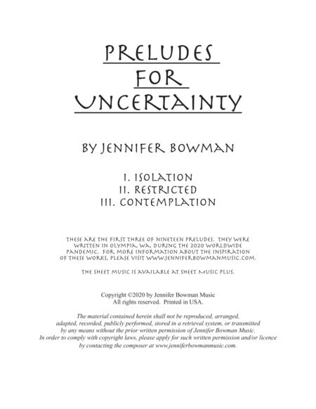 Preludes For Uncertainty I Iii Isolation Restricted Contemplation Sheet Music